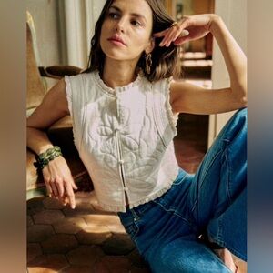 Sezane Ethan Jacket Vest Ecru